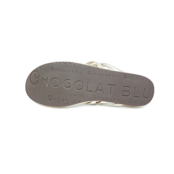 Chocolat Blu Yoyo Sandal Gold Metallic Leather Strappy Flip Flop EU 40 US 9-9.5 - Picture 7 of 9